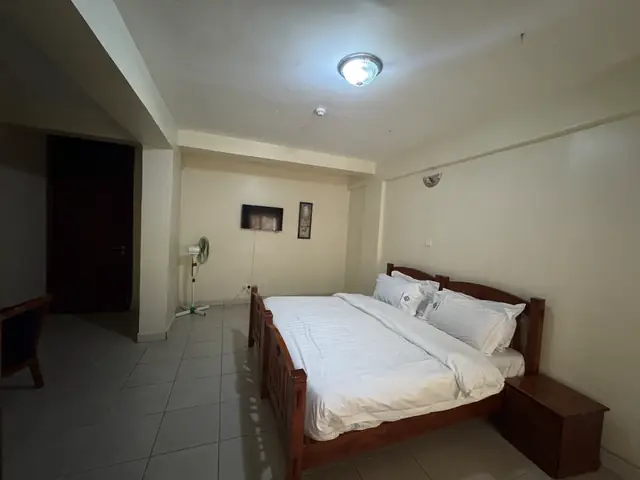 Executive Double Room: double bed with white linen, bedside table and TV